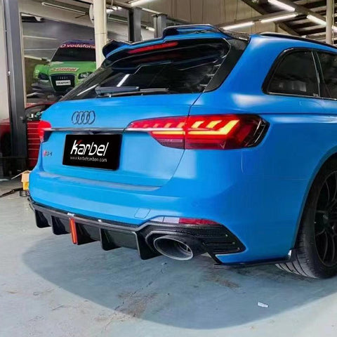 Audi RS4 B9.5 2020 2021 2022 2023 2024 with Aftermarket Parts - Rear Diffuser & Canards Pre-preg Carbon Fiber from Karbel Carbon