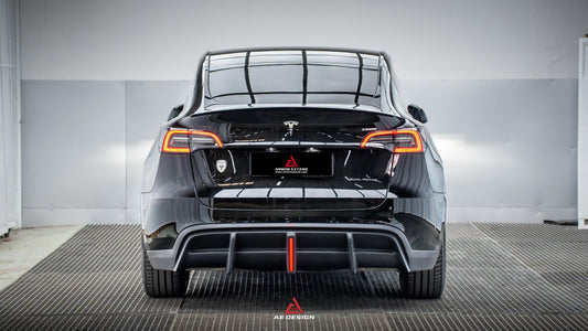 Tesla Model Y 2021 2022 2023 2024 with Aftermarket Parts - Plustic Style Rear Diffuser ABS from  ArmorExtend