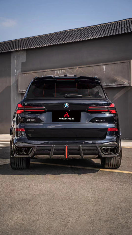 BMW X5 G05 M50i X/S Drive 40i (with M-Package) (Fits Both Pre-LCI & LCI) 2019 2020 2021 2022 2023 2024 with Aftermarket Parts - AE Style Rear Diffuser Carbon Fiber from ArmorExtend