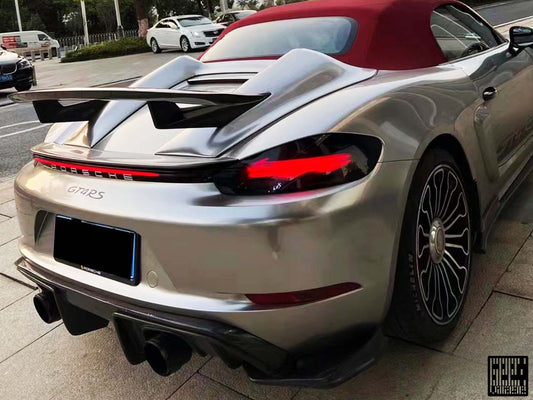 Porsche 718 Boxster Base S T GTS Convertible 2017-ON with Aftermarket Parts - Tonneau Cover and Wing Carbon Fiber from Geex Village