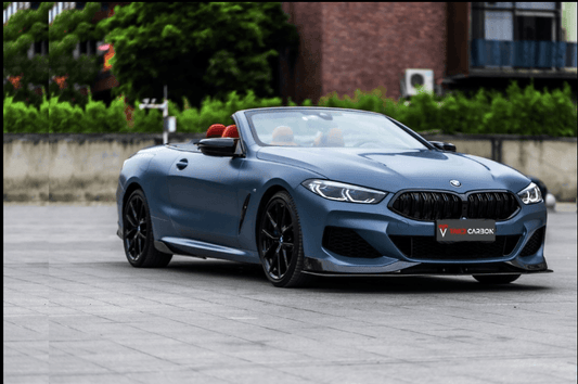 BMW 8 Series 840 (With M-Package Bumper) M850 G14 G15 G16 2018-ON with Aftermarket Parts - AC Style Front Lip Pre-preg Carbon Fiber from TAKD Carbon