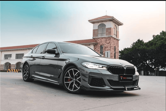 BMW 5 series M550 540 530 G30 (fits both Pre-LCI & LCI) 2017 2018 2019 2020 2021 2022 2023 2024 with Aftermarket Parts - Side Skirts Pre-preg Carbon Fiber from TAKD Carbon