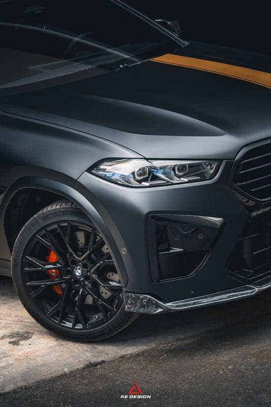 BMW X5M X5MC F95 & X6M X6MC F96 2024-ON (LCI) With Aftermarket Parts - AE Style Front Lip Carbon Fiber from ArmorExtend