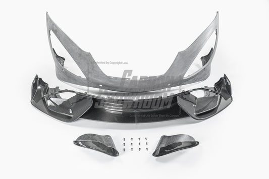 McLaren 720S 2018 2019 2020 2021 2022 2023 with Aftermarket Parts - 765LT Front Bumper & Lip Conversion Kit Pre-preg Carbon Fiber / FRP from Aero Republic