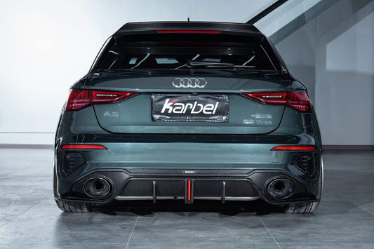 Audi S3 A3 S-line (with s-line bumper) 8Y 2021 2022 2023 2024 with Aftermarket Parts - Rear Diffuser Pre-preg Carbon Fiber from Karbel Carbon