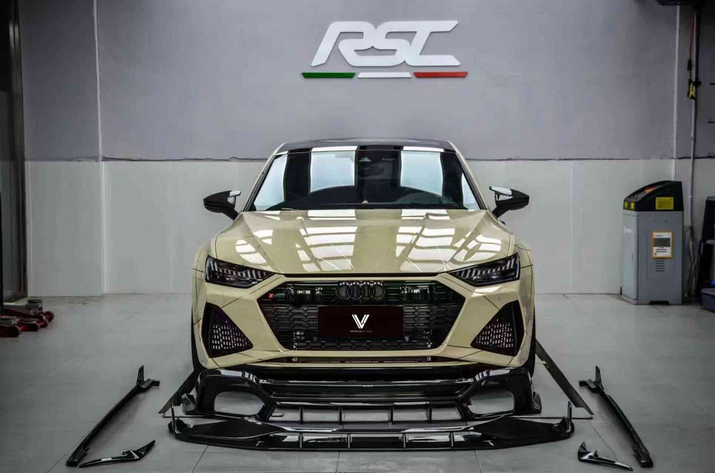 Audi RS6 & RS7 C8 2020-ON with Aftermarket Parts -Real Carbon Fiber Front Lip from Ventus Veloce