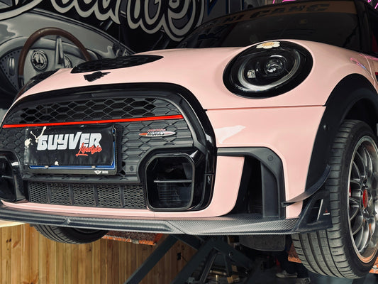 MINI Cooper JCW (John Cooper Works) F56 LCI 2022 2023 2024 with Aftermarket Parts - AE Style Front Canards Carbon Fiber from ArmorExtend