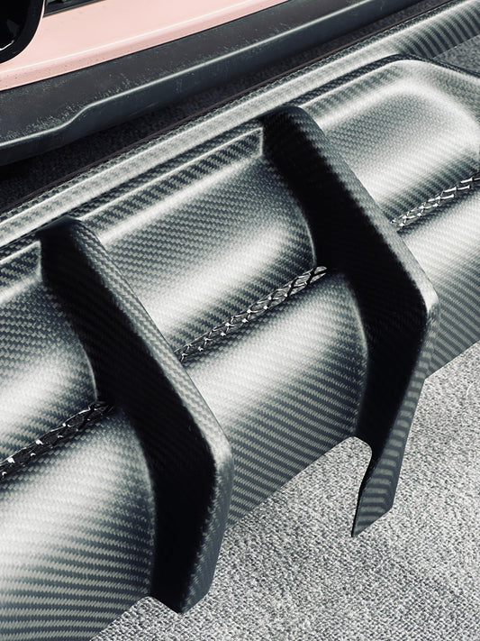 MINI Cooper JCW (John Cooper Works) F56 LCI 2022 2023 2024 with Aftermarket Parts - AE Style Rear Diffuser & Canards Carbon Fiber from ArmorExtend