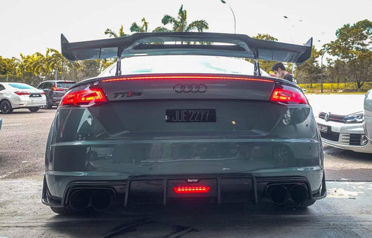 Audi TTS / TT (with s-line bumper) 8S MK3 2015 2016 2017 2018 2019 with Aftermarket Parts - Rear Diffuser & Canards Pre-preg Carbon Fiber from Karbel Carbon