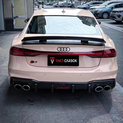 Audi S7 A7 C8 2019 2020 2021 2022 2023 2024 with Aftermarket Parts - Rear Spoiler Pre-preg Carbon Fiber from TAKD Carbon