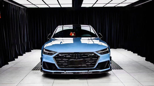 Audi S7 A7 (with s-line bumper) C8 2019 2020 2021 2022 2023 2024 with Aftermarket Parts - Front Lip Pre-preg Carbon Fiber from TAKD Carbon