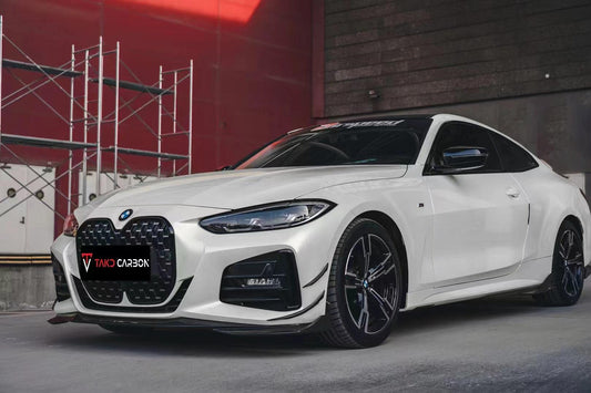 BMW 4 Series 430i (with M-package bumper, does not fit base model) M440i G22 G23 2020-ON with Aftermarket Parts - Front Lip Carbon Fiber from TAKD Carbon