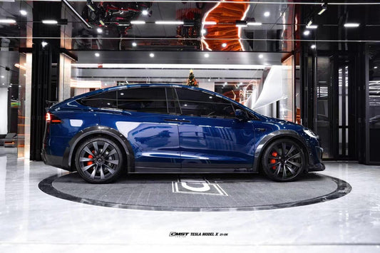 Tesla Model X Plaid Long Range Base 2022 With sensors & 2023-ON Without sensors with Aftermarket Parts - Widebody Wheel Arches Carbon Fiber / FRP from CMST Tuning
