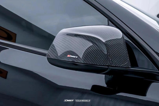 Tesla Model Y Performance AWD Long Range RWD Standard 2020-ON with Aftermarket Parts - Mirror Cover Pre-preg Carbon Fiber from CMST Tuning