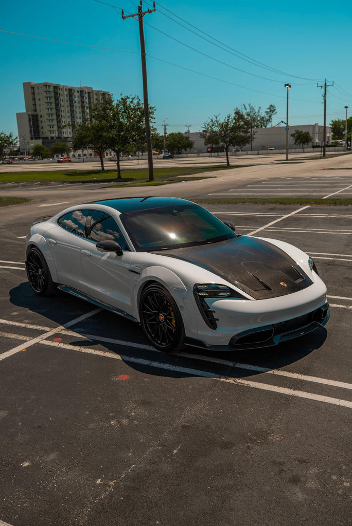 Porsche Taycan 9J1 Sedan/Cross Turismo RWD/4S/GTS/Turbo/Turbo S 2020-ON with Aftermarket Parts - OEM Style Carbon Fiber & FRP Hood Bonnet from  CMST Tuning 