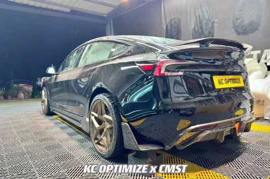 Tesla Model 3 Highland / Performance 2024-ON with Aftermarket Parts - V1 Style Rear Spoiler Carbon Fiber from CMST Tuning