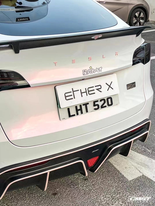 Tesla Model Y Performance AWD Long Range RWD Standard 2020-ON with Aftermarket Parts - V2 Style Rear Diffuser Carbon Fiber / FRP from CMST Tuning