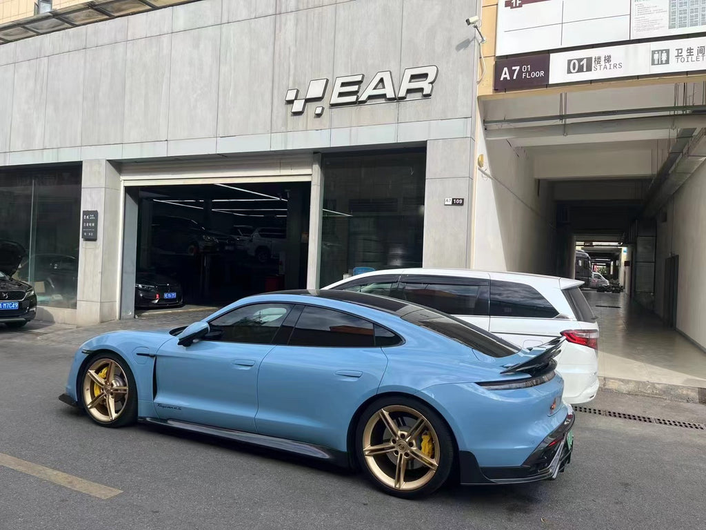 Porsche Taycan 9J1 Sedan/Cross Turismo RWD/4S/GTS/Turbo/Turbo S 2020-ON & E-Tron GT 2022-ON with Aftermarket Parts - Carbon Fiber & FRP Side Skirts from CMST Tuning