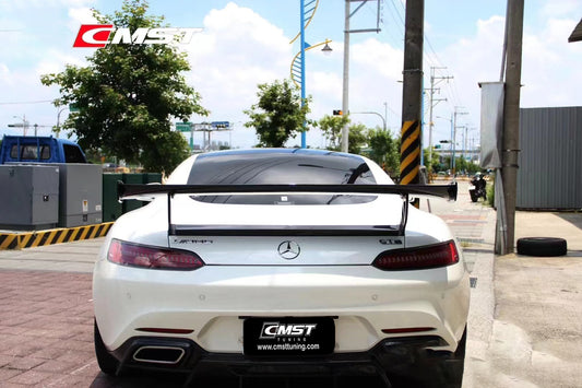 Mercedes Benz AMG GT Base GTS GTC C190 2016-2021 with Aftermarket Parts - V2 Style Carbon Fiber & FRP Rear Spoiler Wing from CMST Tuning