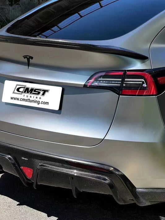 Tesla Model Y Performance AWD Long Range RWD Standard 2020-ON with Aftermarket Parts - V2 Style Rear Diffuser Carbon Fiber / FRP from CMST Tuning