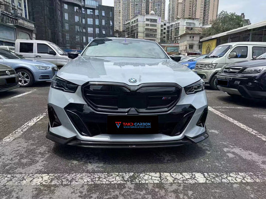 BMW 5 Series 530 540 (with M-package bumper, does not fit base model) & i5 e/x Drive40 (with M-package bumper, does not fit base model) M60 G60 G61 2024-ON with Aftermarket Parts - V1 Style Front Lip Pre-preg Carbon Fiber from TAKD Carbon