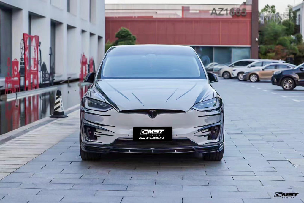 Tesla Model X Plaid Long Range Base 2022-ON with Aftermarket Parts - Upper Valences Carbon Fiber / FRP from CMST Tuning
