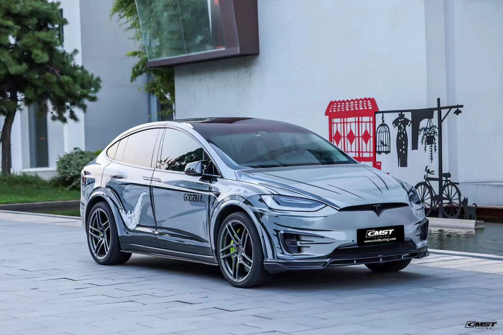 Tesla Model X Plaid Long Range Base 2022-ON with Aftermarket Parts - Upper Valences Carbon Fiber / FRP from CMST Tuning
