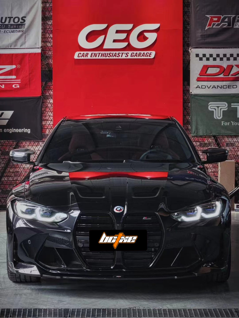 BMW M3 G80 G81 & M4 G82 G83 2021-ON with Aftermarket Parts - V2 Style Pre-preg Carbon Fiber Front Lip from BCTXE Tuning