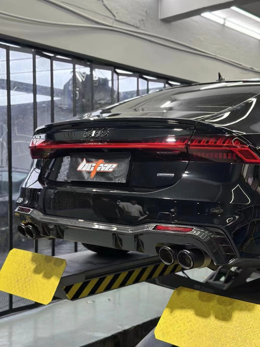 Audi A7 (with s-line bumper, does not base model) C8 2019 2020 2021 2022 2023 2024 with Aftermarket Parts - V1 Rear Diffuser Pre-preg Carbon Fiber from BCTXE Tuning