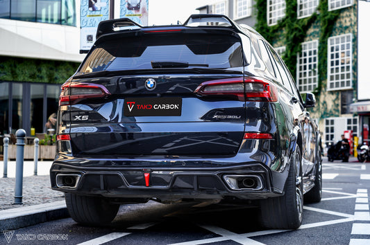 BMW X5 G05 M50i & X/S Drive 40i (with M-Package) (fits both Pre-LCI & LCI) 2019-ON with Aftermarket Parts - Rear Roof Spoiler Pre-preg Carbon Fiber from TAKD Carbon