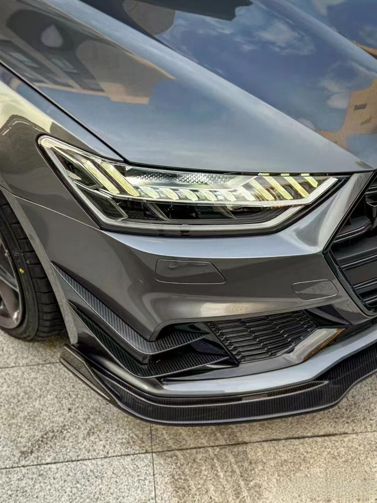 TAKD Carbon Dry Carbon Fiber Front Bumper Canards for Audi A7 S-Line & S7 C8 2018-ON