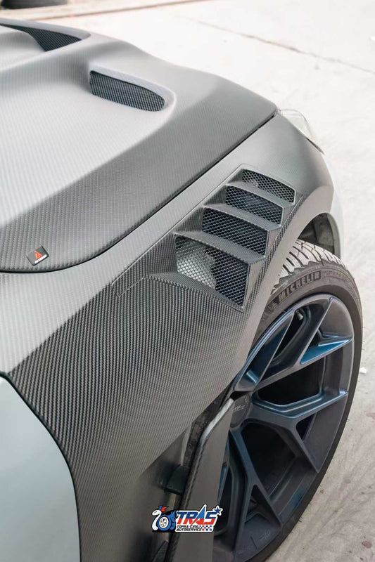BMW M2 M2CS G87 2023-ON & 2 Series 230i M240i G42 2022-ON with Aftermarket Parts - ART Vented Transparent Glass V2 Style Hood Bonnet Double-sided Dry Pre-preg Carbon Fiber from ArmorExtend
