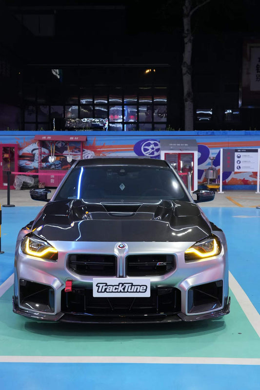 BMW M2 M2CS G87 2023-ON & 2 Series 230i M240i G42 2022-ON with Aftermarket Parts - ART Vented Transparent Glass V2 Style Hood Bonnet Double-sided Dry Pre-preg Carbon Fiber from ArmorExtend