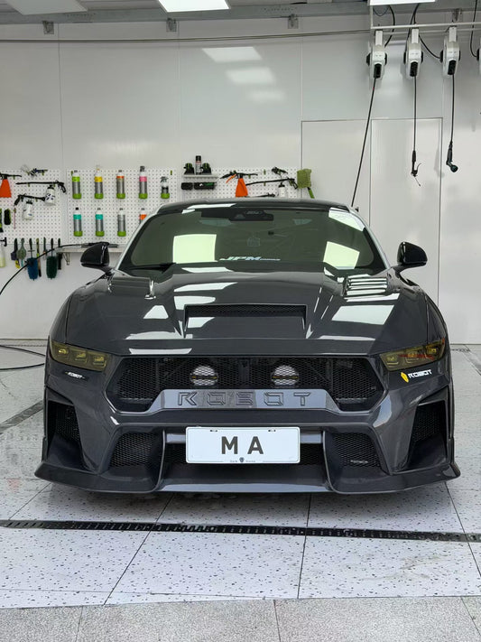 Ford Mustang S650 2.3 Ecoboost 5.0 GT Dark Horse 2024-ON with Aftermarket Parts - DARKSTAR Front Bumper & Lip Carbon Fiber / FRP from Robot Craftsman