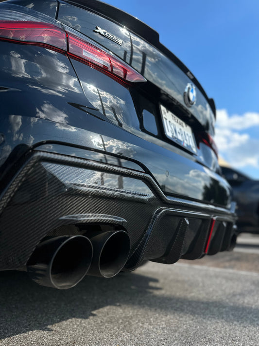 BMW 4 series 430i M440i G22 G23 2020-ON with Aftermarket Parts - Rear Diffuser & Canards Pre-preg Carbon Fiber from Karbel Carbon