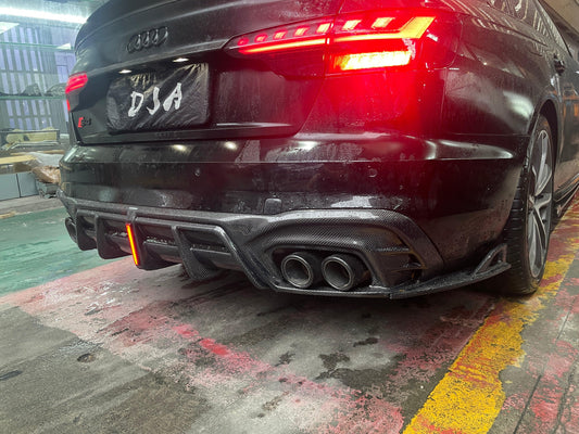 Audi S4 / A4 (With S-line Bumper) B9.5 2020 2021 2022 2023 2024 with Aftermarket Parts - AE / Plustic Style Rear Diffuser & Canards Carbon Fiber / ABS