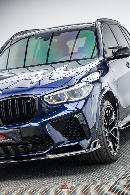 BWM X5M X5MC F95 Pre-LCI 2020 2021 2022 2023 with Aftermarket Parts - AE Style Front Lip Carbon Fiber from ArmorExtend