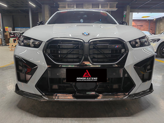 BMW X5M X5MC F95 & X6M X6MC F96 2024-ON (LCI) With Aftermarket Parts - AE Style Front Lip Carbon Fiber from ArmorExtend