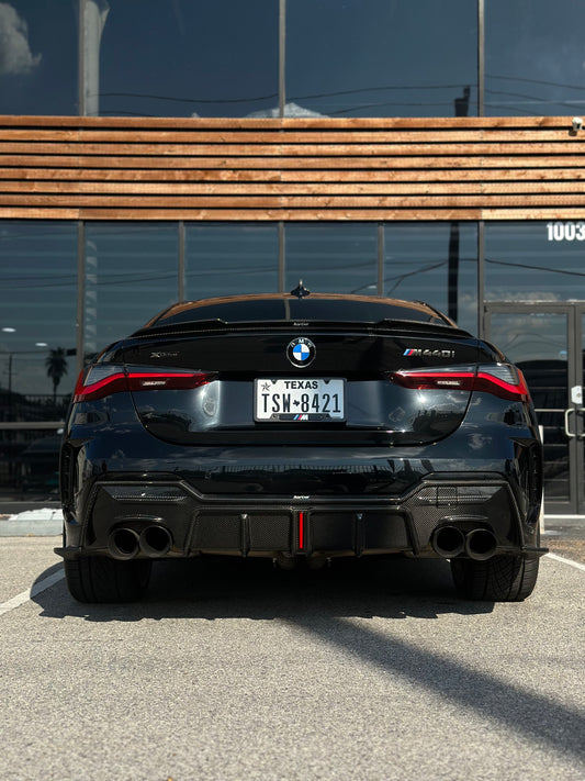 BMW 4 series 430i M440i G22 G23 2020-ON with Aftermarket Parts - Rear Diffuser & Canards Pre-preg Carbon Fiber from Karbel Carbon