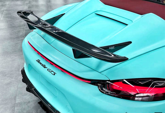 Porsche 718 Boxster Base S T GTS Convertible 2017-ON with Aftermarket Parts - Tonneau Cover and Wing Carbon Fiber from Geex Village