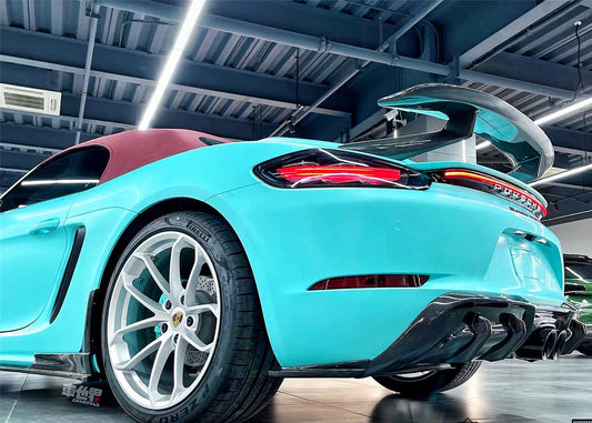 Porsche 718 Boxster Base S T GTS Convertible 2017-ON with Aftermarket Parts - Tonneau Cover and Wing Carbon Fiber from Geex Village