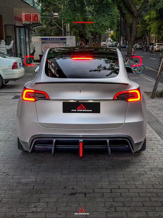 Tesla Model Y 2021 2022 2023 2024 with Aftermarket Parts - Plustic Style Rear Diffuser ABS from  ArmorExtend