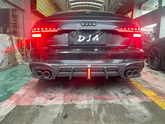 Audi S4 / A4 (With S-line Bumper) B9.5 2020 2021 2022 2023 2024 with Aftermarket Parts - AE / Plustic Style Rear Diffuser & Canards Carbon Fiber / ABS