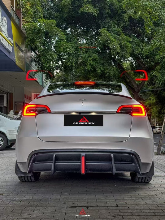 Tesla Model Y 2021 2022 2023 2024 with Aftermarket Parts - Plustic Style Rear Diffuser ABS from  ArmorExtend