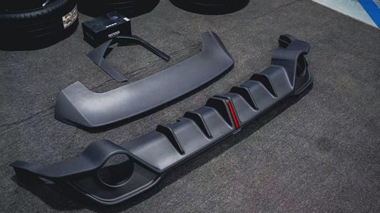 Volkswagen GTI MK8 2022-ON with Aftermarket Parts - Rear Diffuser Pre-preg Carbon Fiber from Karbel Carbon