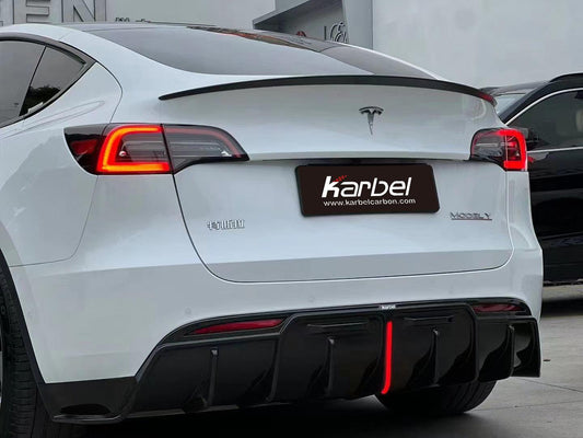 Tesla Model Y 2020-ON with Aftermarket Parts - Rear Diffuser Pre-preg Carbon Fiber from Karbel Carbon