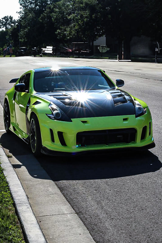 Nissan 370Z Nismo Sport Touring Base Fairlady Z Z34 2009 2010 2011 2012 2013 2014 2015 2016 2017 2018 2019 2020 with Aftermarket Parts - V1 Hood Carbon Fiber/FRP from Aero Republic