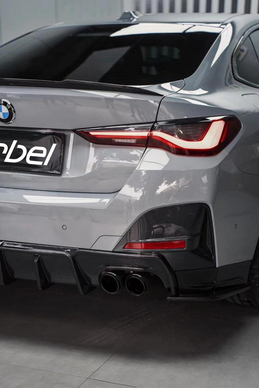 BMW 4 series 430i M440i G22 G23 2020-ON with Aftermarket Parts - Rear Diffuser & Canards Pre-preg Carbon Fiber from Karbel Carbon