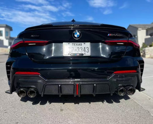 BMW 4 series 430i (with M-package bumper, does not fit base model) M440i G22 G23 2020-ON with Aftermarket Parts - Rear Bumper Canards Pre-preg Carbon Fiber from Karbel Carbon