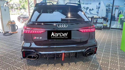 Audi RS6 C8 2020-ON with Aftermarket Parts - Rear Trunk Spoiler Pre-preg Carbon Fiber from Karbel Carbon